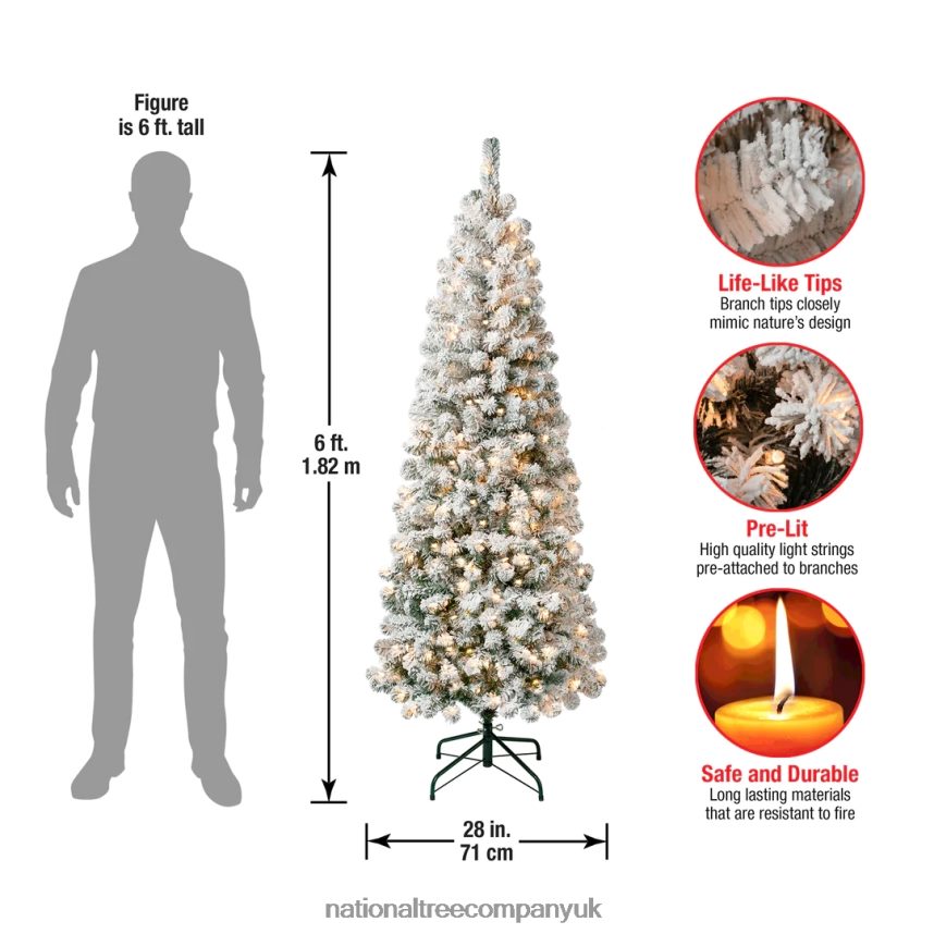 Trees | National Tree Company First Traditions Pre-Lit Acacia Flocked Tree Medium Christmas Tree Clear Incandescent Lights Plug In 6 ft F2L4F41